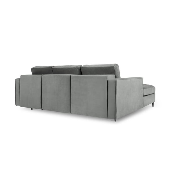 Šviesiai pilka aksominė kampinė sofa-lova Milo Casa Santo, kampas kairėje-image-4