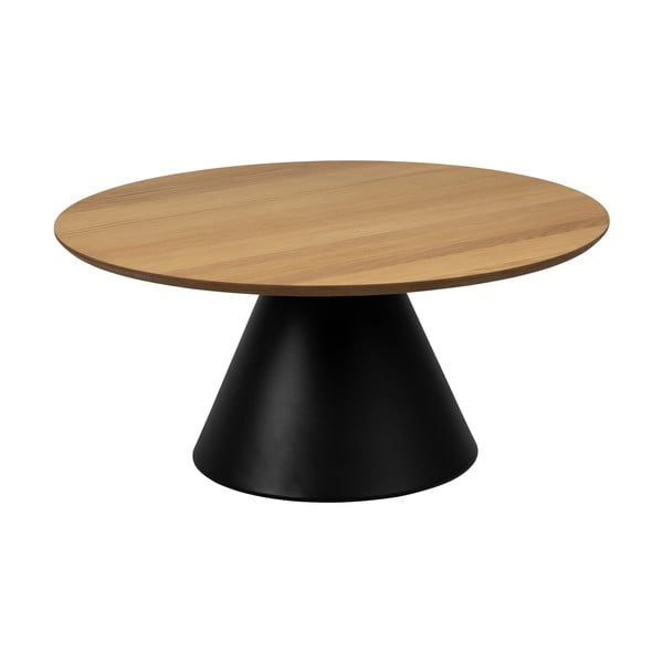 Apvalios formos kavos staliukas juodos spalvos/natūralios spalvos su ąžuolo dekoro stalviršiu ø 85 cm Soli – Actona-image-3
