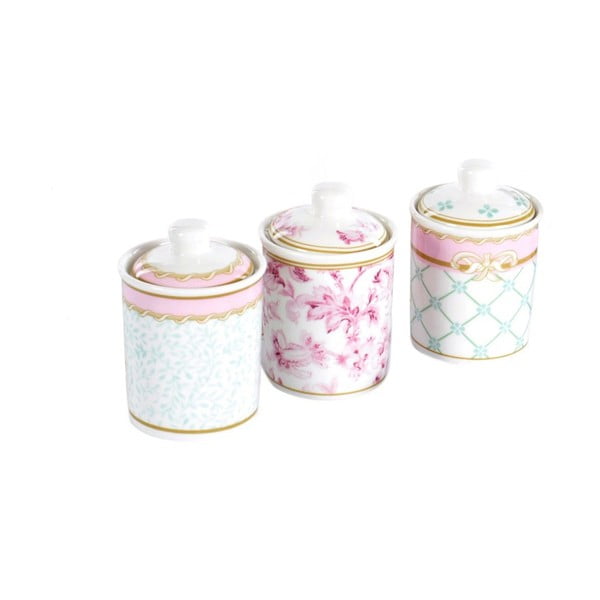 3 porcelianinių dubenėlių su dangteliais rinkinys Cihan Bilisim Tekstil Romance Paris