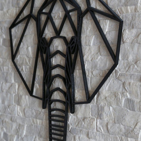 Juoda sienų dekoracija Dramblys, 39 x 65 cm-image-1