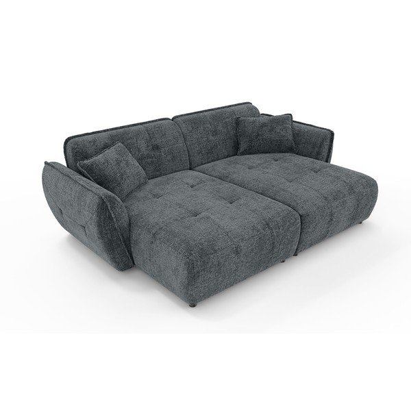 Tamsiai pilkos spalvos sofa iš šenilinio audinio su gultu 252 cm Nelia Big – Ropez-image-2
