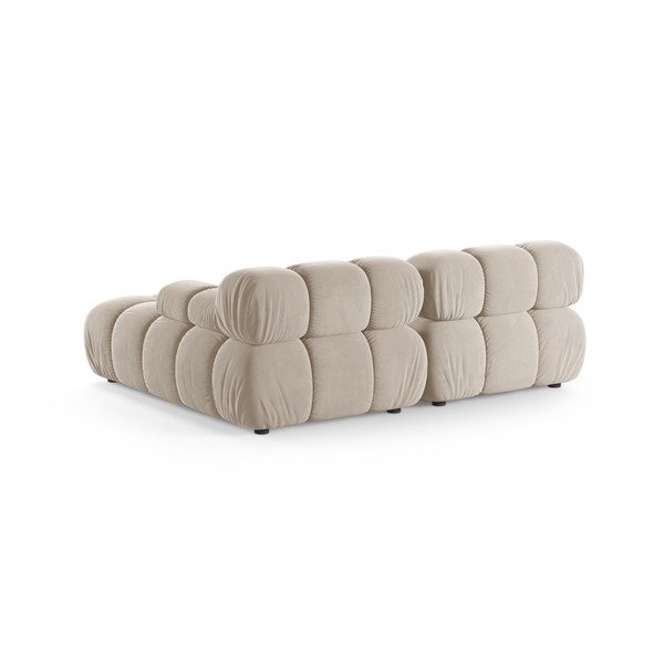Kreminės spalvos modulinė kampinė sofa iš velveto (su dešiniuoju kampu/su gultu) – Micadoni -image-3