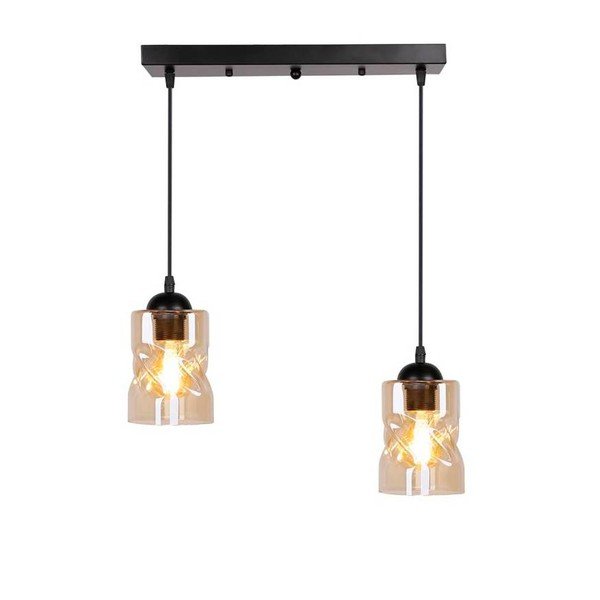 Juodas pakabinamas šviestuvas su stikliniu gaubtu 10x44 cm Felis - Candellux Lighting-image-4