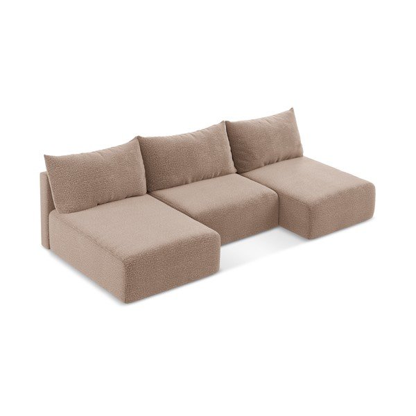 Šviesiai rudos spalvos sulankstoma/su sandėliavimo vieta kampinė sofa Kalena – Makamii-image-3