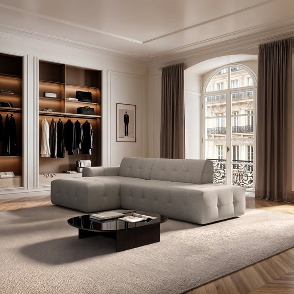 Šviesiai rudos spalvos kampinė sofa (su kairiuoju kampu/su gultu) Tuil – Rodier-image-1