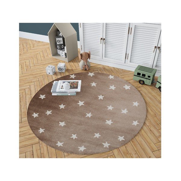 Rudas apvalus kilimas su žvaigždėmis KICOTI Stars, ø 80 cm-image-2