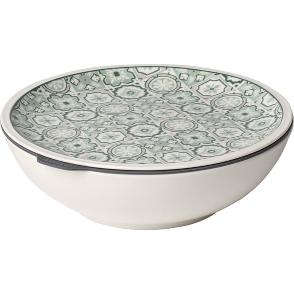 Žalia ir balta porcelianinė maisto dėžutė Villeroy & Boch Like To Go, ø 21 cm