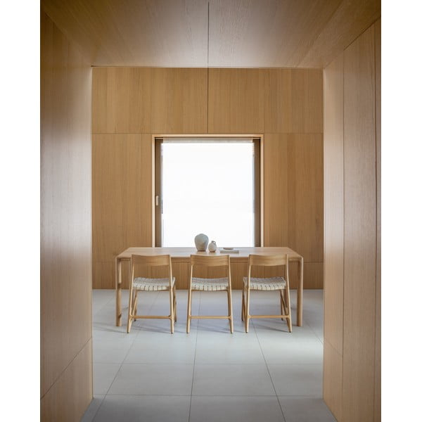 Valgomojo kėdė iš ąžuolo masyvo su balta sėdyne Gazzda Fawn-image-4