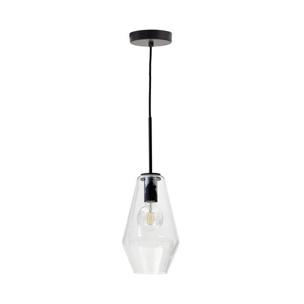 Juodos spalvos kabantis šviestuvas ø 17 cm su stiklo gaubtu Mao – Kave Home