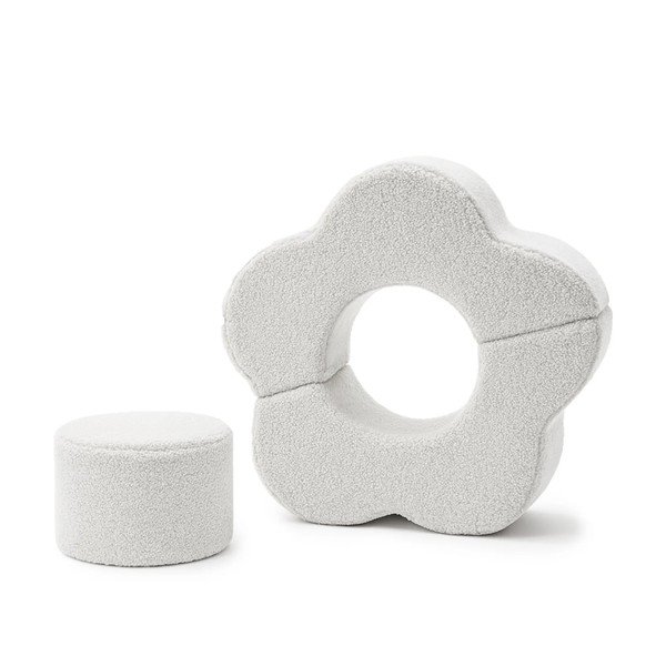 Baltos spalvos iš boucle putų žaidimų aikštelė 3 vnt. aukštis 27 cm 88x90 cm – Meowbaby
