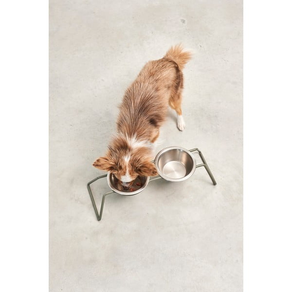 Iš nerūdijančio plieno dubenėlių komplektas su stovu šuniui Cena Grollive M – MiaCara-image-2