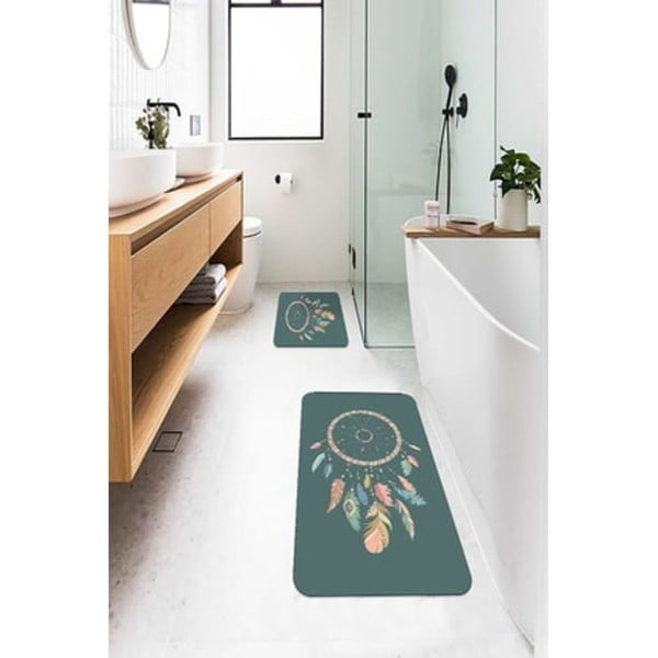 Vonios kilimėliai žalios spalvos 2 vnt. 60x100 cm – Mila Home-image-1
