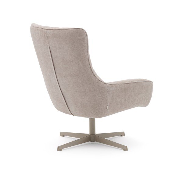 Smėlio spalvos pasukamas iš šenilinio audinio krėslas Teryl – Kave Home-image-3