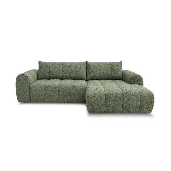 Žalios spalvos kampinė sofa (su dešiniuoju kampu/su gultu) Nesty – Bobochic Paris