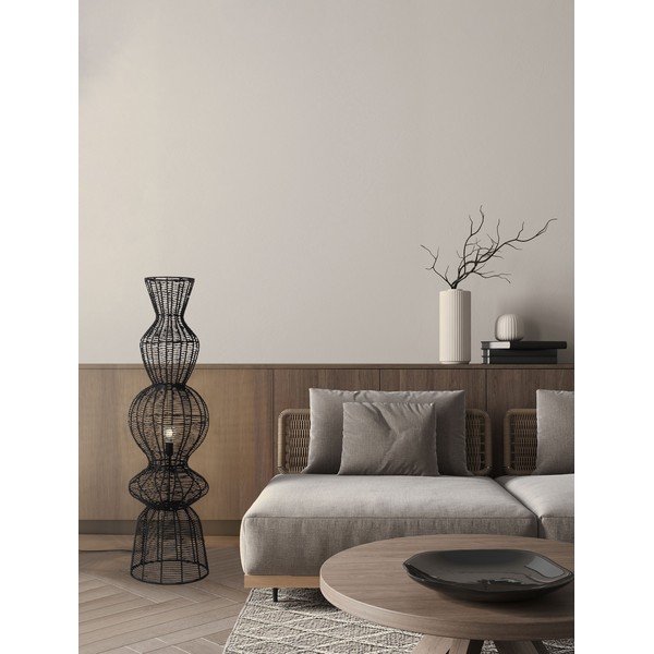 Matinės juodos spalvos iš virvės pastatomas šviestuvas (aukštis 136 cm) Breena – Nova Luce-image-1