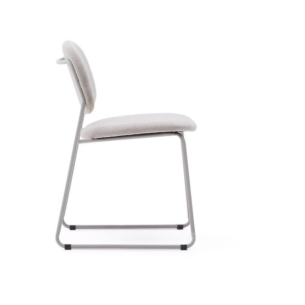 Smėlio spalvos iš metalo galima dėti viena ant kitos valgomojo kėdė Meli – Kave Home-image-3