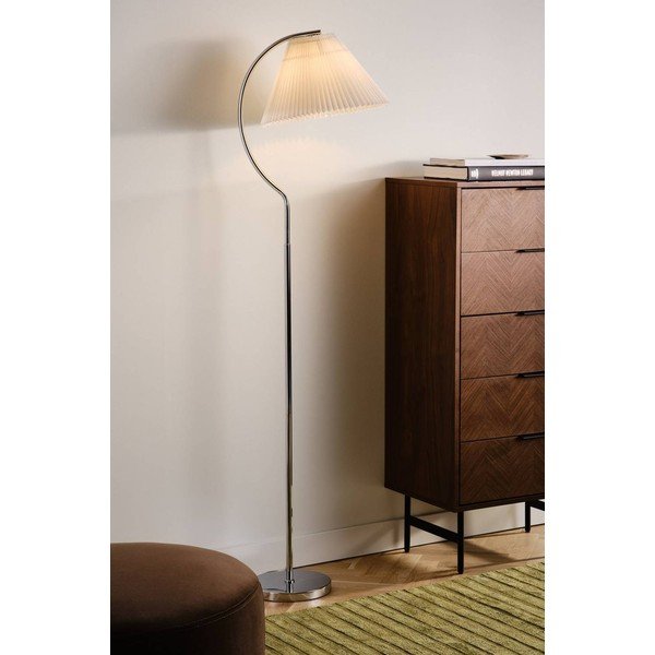 Baltos spalvos/blizgios sidabrinės spalvos iš tekstilės pastatomas šviestuvas (aukštis 165 cm) Celie – Jotex-image-1