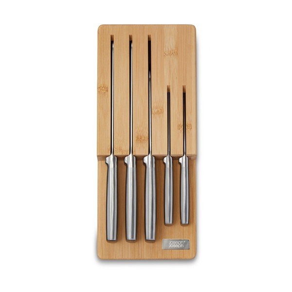 Peilių komplektas su stovu 5 vnt. su nerūdijančio plieno ašmenimis Elevate Bamboo – Joseph Joseph