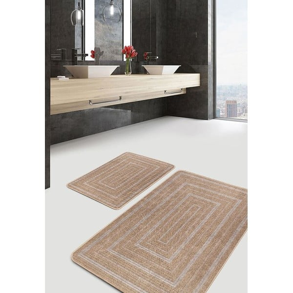 Vonios kilimėliai rudos spalvos 2 vnt. 60x100 cm – Mila Home-image-3