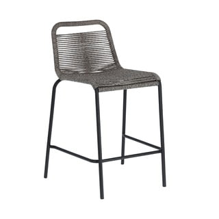 Pilkos spalvos baro kėdė su plienine konstrukcija Kave Home Glenville, aukštis 62 cm