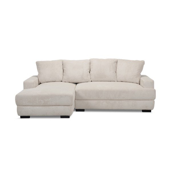 Smėlio spalvos sulankstoma/su sandėliavimo vieta kampinė sofa iš kordinio velveto (su kairiuoju kampu/su gultu) Campi – Bobochic Paris