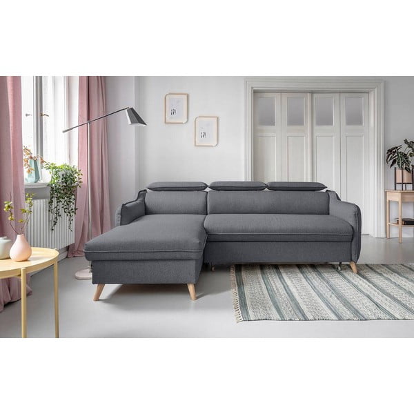 Sulankstoma kampinė sofa tamsiai pilkos spalvos (su kairiuoju kampu) Sweet Harmony – Miuform-image-1