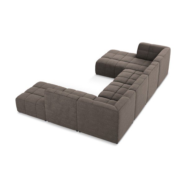Rudos spalvos kampinė sofa iš boucle („U“ formos) Aloha – Makamii-image-4