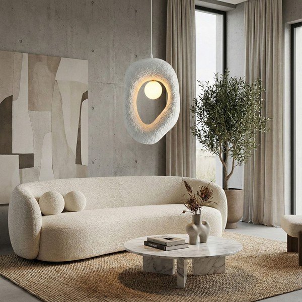 Baltos spalvos iš metalo kabantis šviestuvas Lore – Opviq lights-image-4