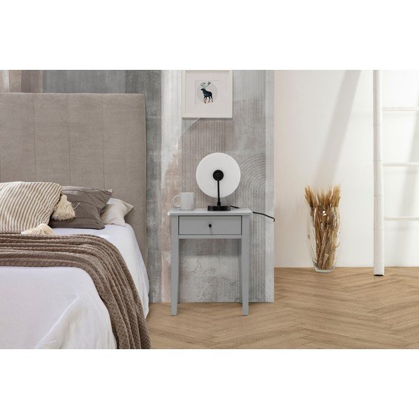 Šviesiai pilkas pušies medienos naktinis staliukas Bart - Marckeric-image-1