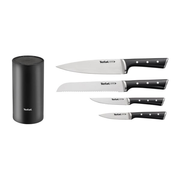 Peilių komplektas su stovu 4 vnt. su nerūdijančio plieno ašmenimis Ice Force K2325S75 – Tefal-image-1