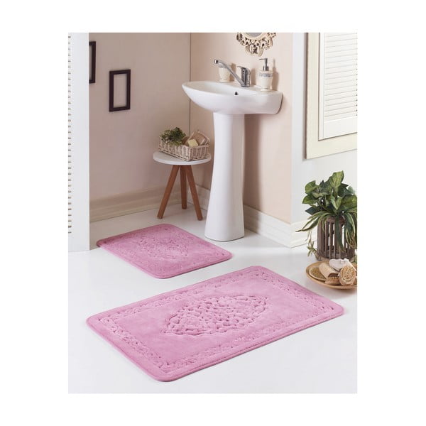 2 rožinių vonios kambario kilimėlių rinkinys "Osmanli