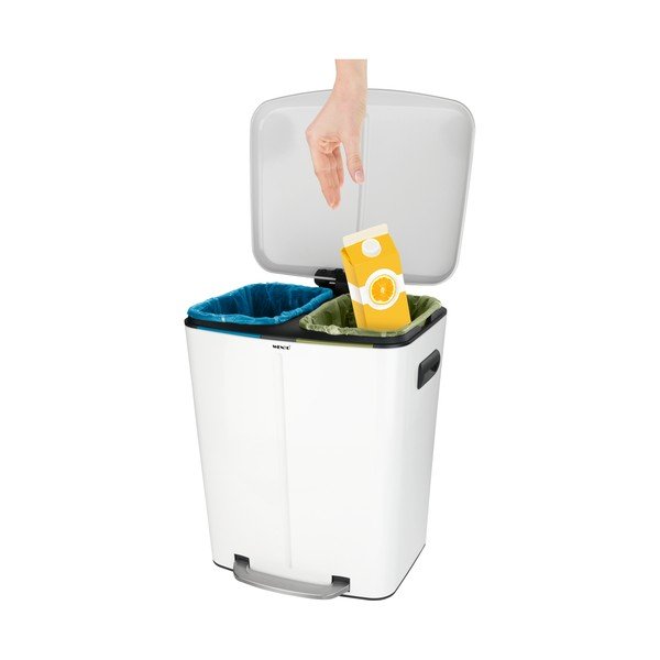 Dviguba baltos spalvos šiukšliadėžė su pedalais Wenko, 2x 20 l-image-1