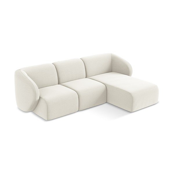 Smėlio spalvos kampinė sofa iš velveto (su dešiniuoju kampu/su gultu) Lani – Makamii-image-2
