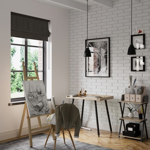 Rašomasis stalas su riešutmedžio dekoro stalviršiu 30x50 cm Hexe – Homede-image-1