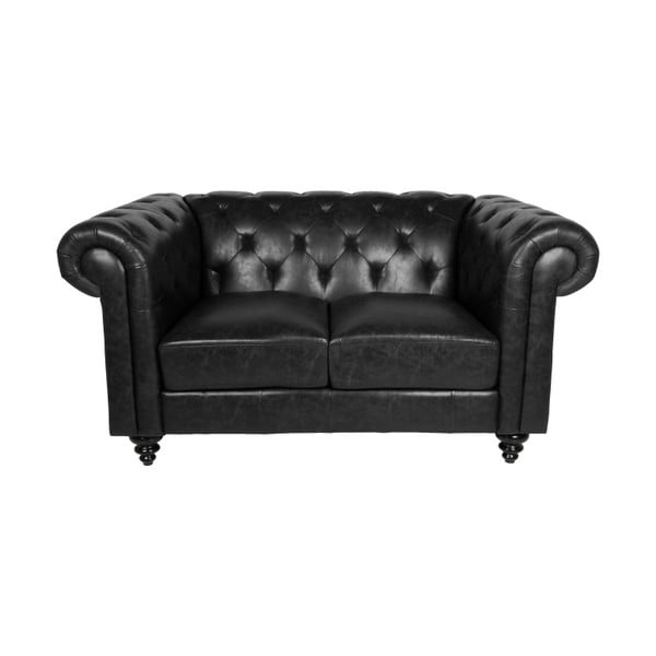 Juoda dirbtinės odos sofa Actona Charlietown, 164 cm