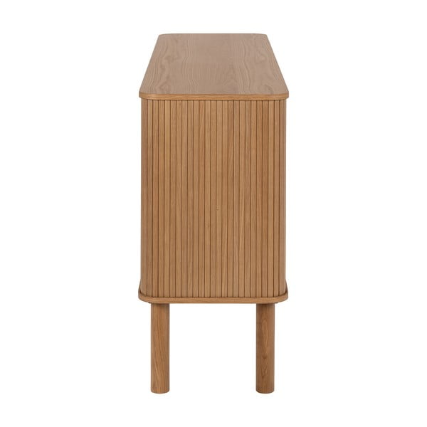 Žema šoninė spintelė natūralios spalvos iš ąžuolo su stumdomomis durimis 160x80 cm Langley – Actona-image-3