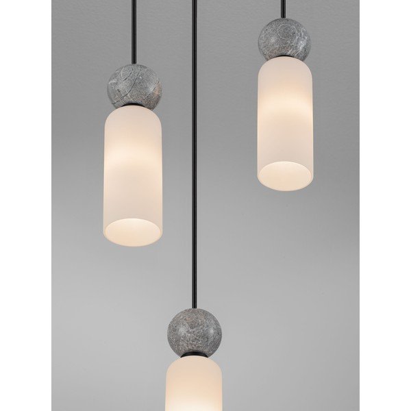 Matinės juodos spalvos iš akmens kabantis šviestuvas ø 25 cm su stiklo gaubtu Filomena – Nova Luce-image-1