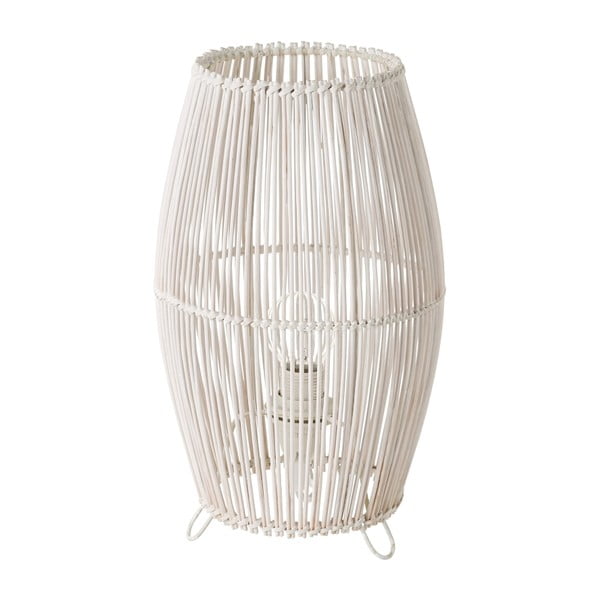 Iš bambuko stalinis šviestuvas baltos spalvos su bambukiniu gaubtu (aukštis 29 cm) – Casa Selección