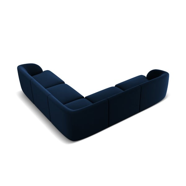 Mėlyna aksominė kampinė sofa Miley - Micadoni Home-image-3