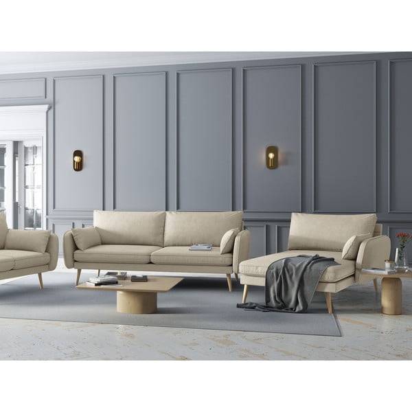 Smėlio spalvos poilsio gultas Kooko Home Lento, kampas dešinėje-image-1