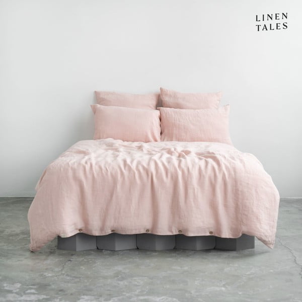 Šviesiai rožinės spalvos lininė viengulė paklodė 165x220 cm - Linen Tales
