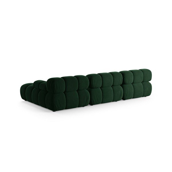 Tamsiai žalios spalvos modulinė kampinė sofa iš velveto (su dešiniuoju kampu/su gultu) – Micadoni -image-3