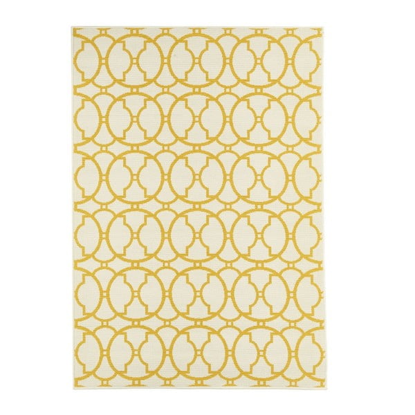 Smėlio ir geltonos spalvos lauko kilimas Floorita Interlaced, 133 x 190 cm