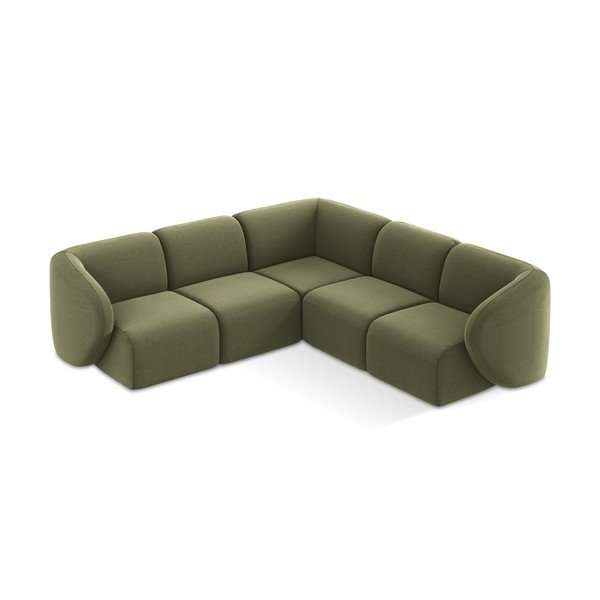 Žalios spalvos kampinė sofa iš velveto Lani – Makamii-image-1