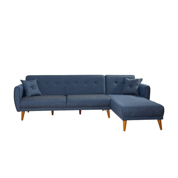 Sulankstoma kampinė sofa mėlynos spalvos Aria – Balcab Home