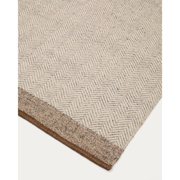 Apverčiamas/rankų darbo iš vilnos kilimas smėlio spalvos 200x300 cm Nifelia – Kave Home-image-3