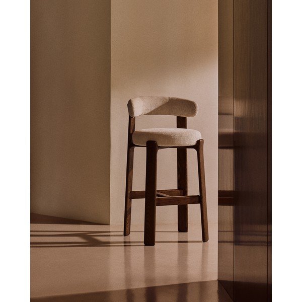 Smėlio spalvos/tamsios natūralios spalvos iš uosio masyvo baro taburetė (sėdynės aukštis 75 cm) Granite – Kave Home-image-1