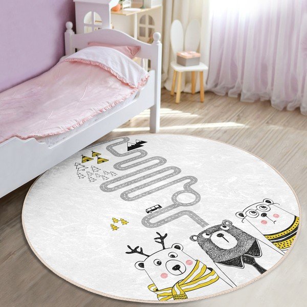 Vaikiškas kilimas baltos spalvos ø 100 cm Comfort – Mila Home-image-1