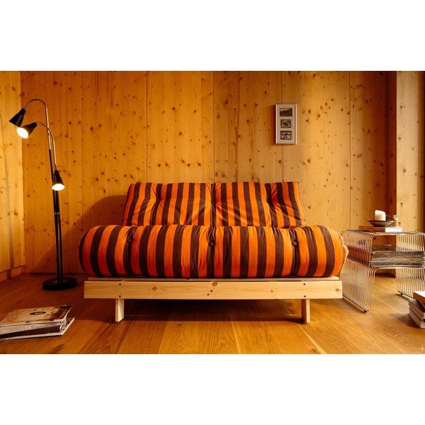 Oranžinės spalvos/rudos spalvos sulankstoma sofa 160 cm Roots – Karup-image-1