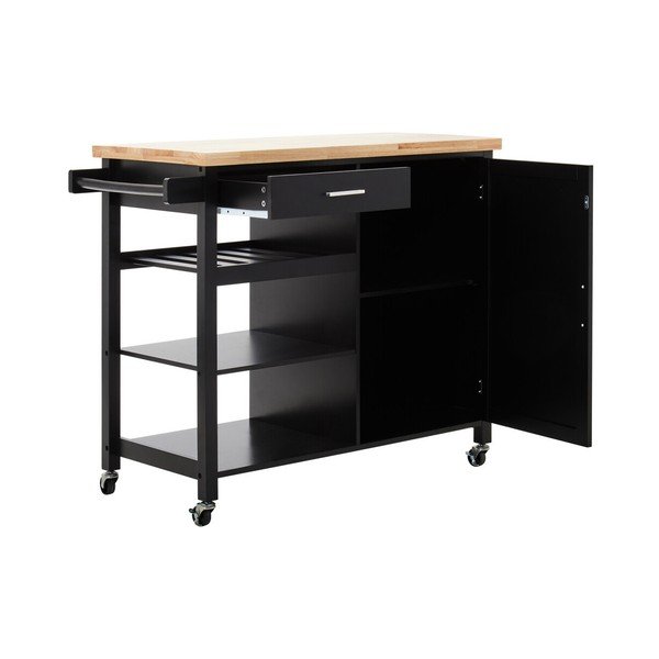 Iš kaučiukmedžio masyvo virtuvės sala ant ratukų 48x105 cm Frankfurt – Premier Housewares-image-4